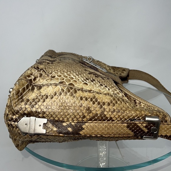 Vintage Python Zip Top Shoulder Bag Adjustable Length Strap - Picture 3 of 16
